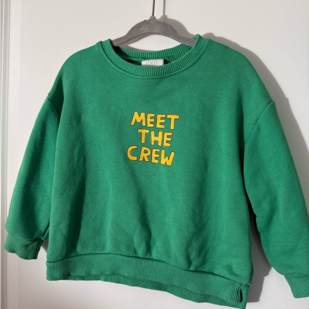 Zara Green Sweatshirt with Yellow Text